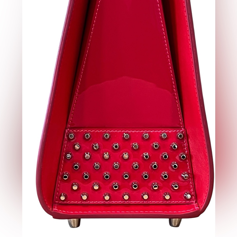 Christian Louboutin Paloma Pink Red Leather Satchel with Tan Handles - Picture 6 of 13